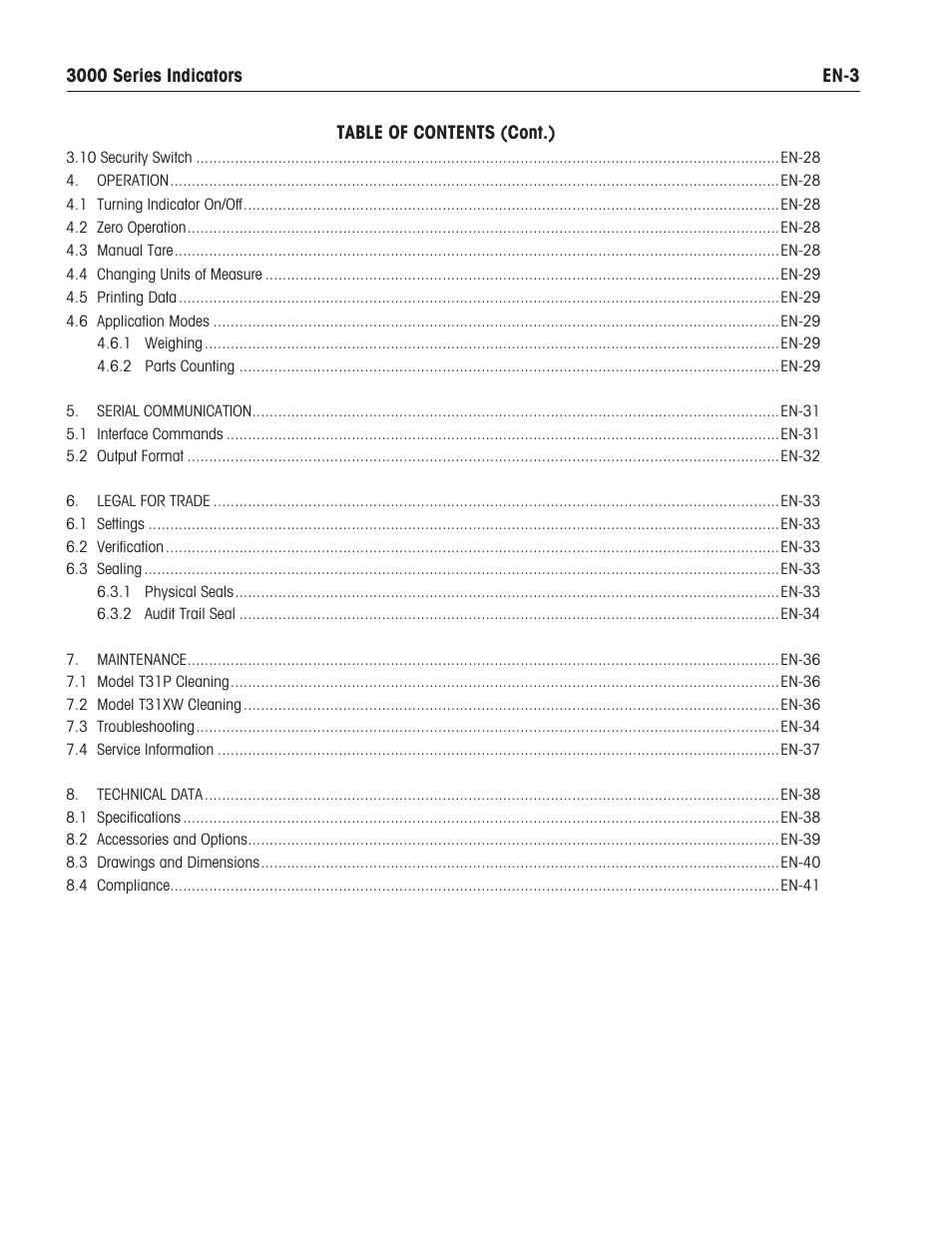 Ohaus T31XW Indicator Manual en User Manual | Page 5 / 46