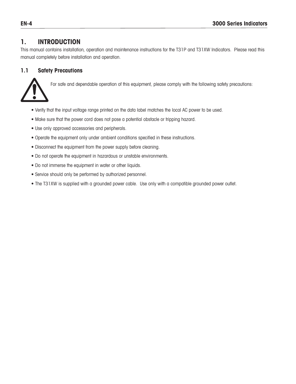 Introduction | Ohaus T31XW Indicator Manual en User Manual | Page 6 / 46