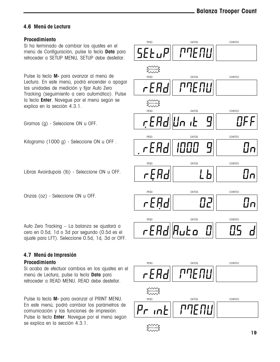 Balanza trooper count, Procedimiento | Ohaus TROOPER COMPACT COUNTING SCALES Manual multi User Manual | Page 56 / 104