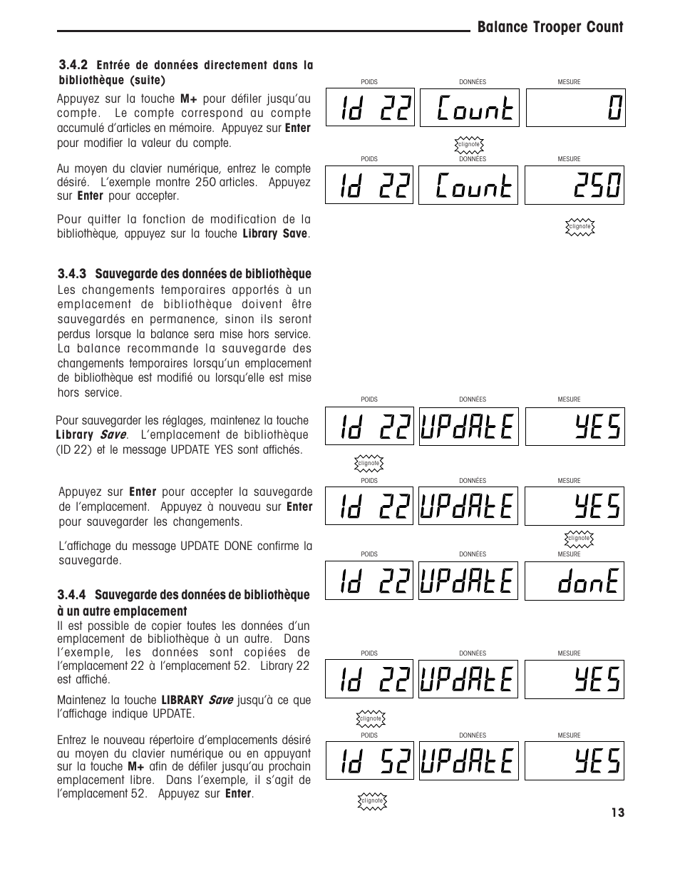 Balance trooper count, 3 sauvegarde des données de bibliothèque | Ohaus TROOPER COMPACT COUNTING SCALES Manual multi User Manual | Page 83 / 104