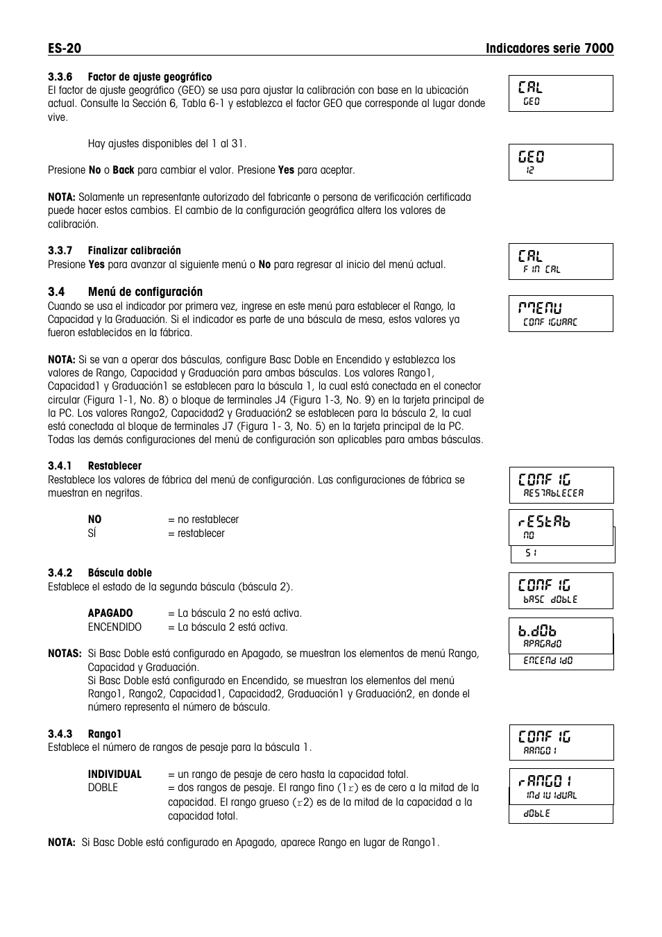 Restab, Config, Mmenu | B.dob, Rango1 | Ohaus DEFENDER 7000 BENCH SCALES Manual es User Manual | Page 22 / 80