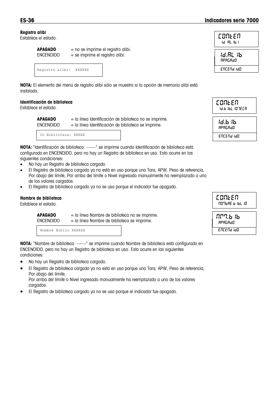 Id.alib, Conten, Id.bib | Nmm.bib | Ohaus DEFENDER 7000 BENCH SCALES Manual es User Manual | Page 38 / 80