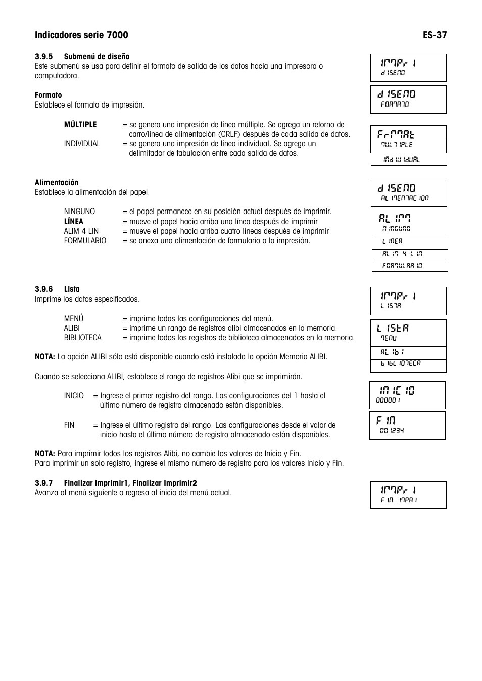 Immpr1, Diseño, Frmmat | Alimm, Lista, Inicio | Ohaus DEFENDER 7000 BENCH SCALES Manual es User Manual | Page 39 / 80