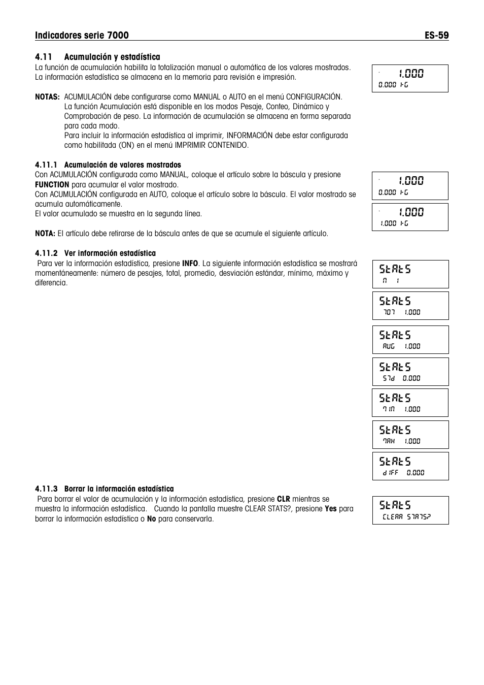 Stats | Ohaus DEFENDER 7000 BENCH SCALES Manual es User Manual | Page 61 / 80