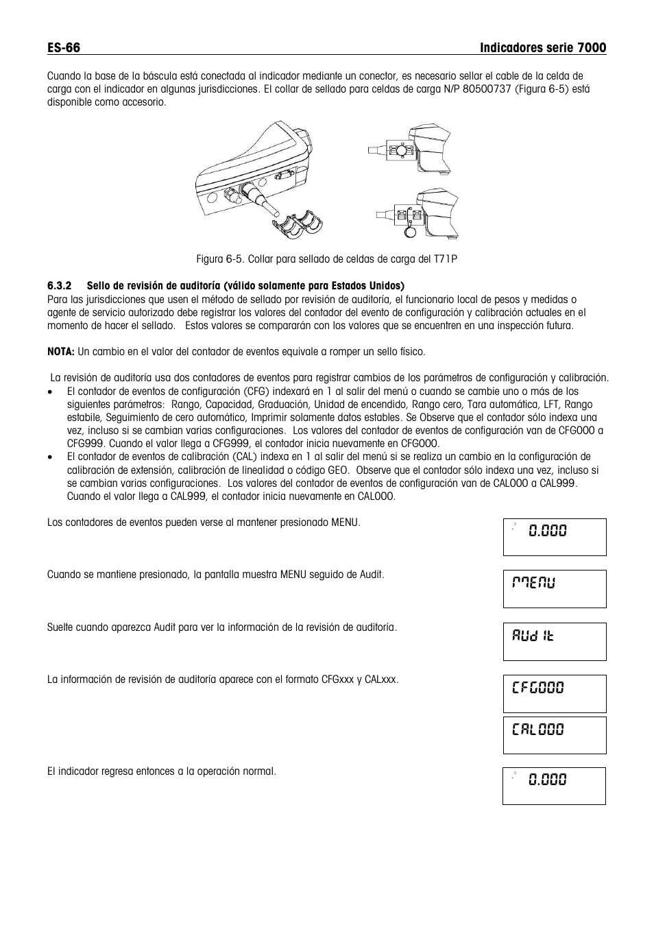 Mmenu, Audit, Cfg000 | Cal000 | Ohaus DEFENDER 7000 BENCH SCALES Manual es User Manual | Page 68 / 80