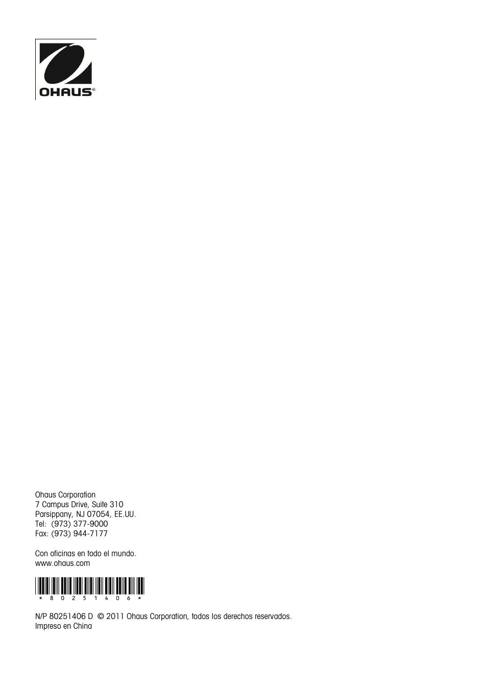 Ohaus DEFENDER 7000 BENCH SCALES Manual es User Manual | Page 80 / 80