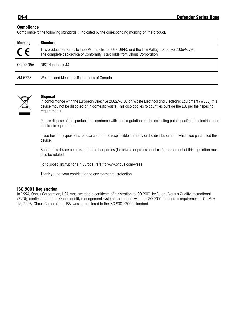 Ohaus DEFENDER T Series Bases Manual en User Manual | Page 6 / 8