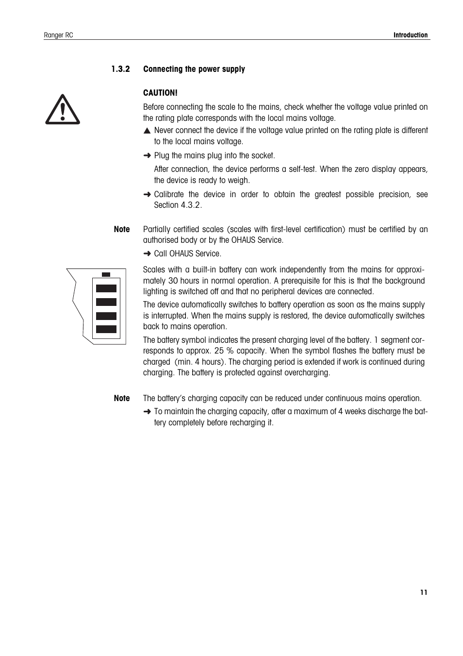 2 connecting the power supply | Ohaus RANGER COMPACT COUNTING SCALES Manual en User Manual | Page 11 / 58