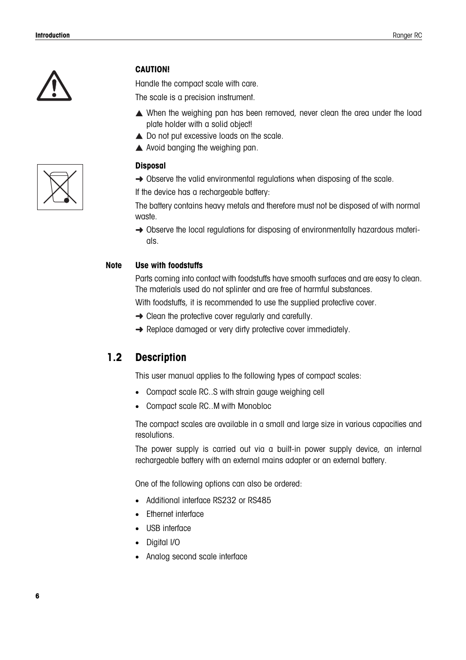 2 description, Description | Ohaus RANGER COMPACT COUNTING SCALES Manual en User Manual | Page 6 / 58