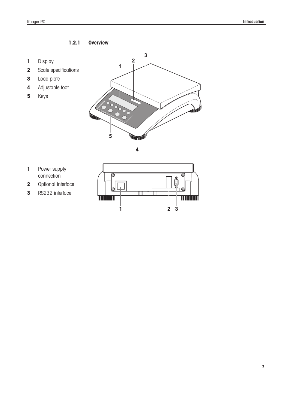 1 overview | Ohaus RANGER COMPACT COUNTING SCALES Manual en User Manual | Page 7 / 58