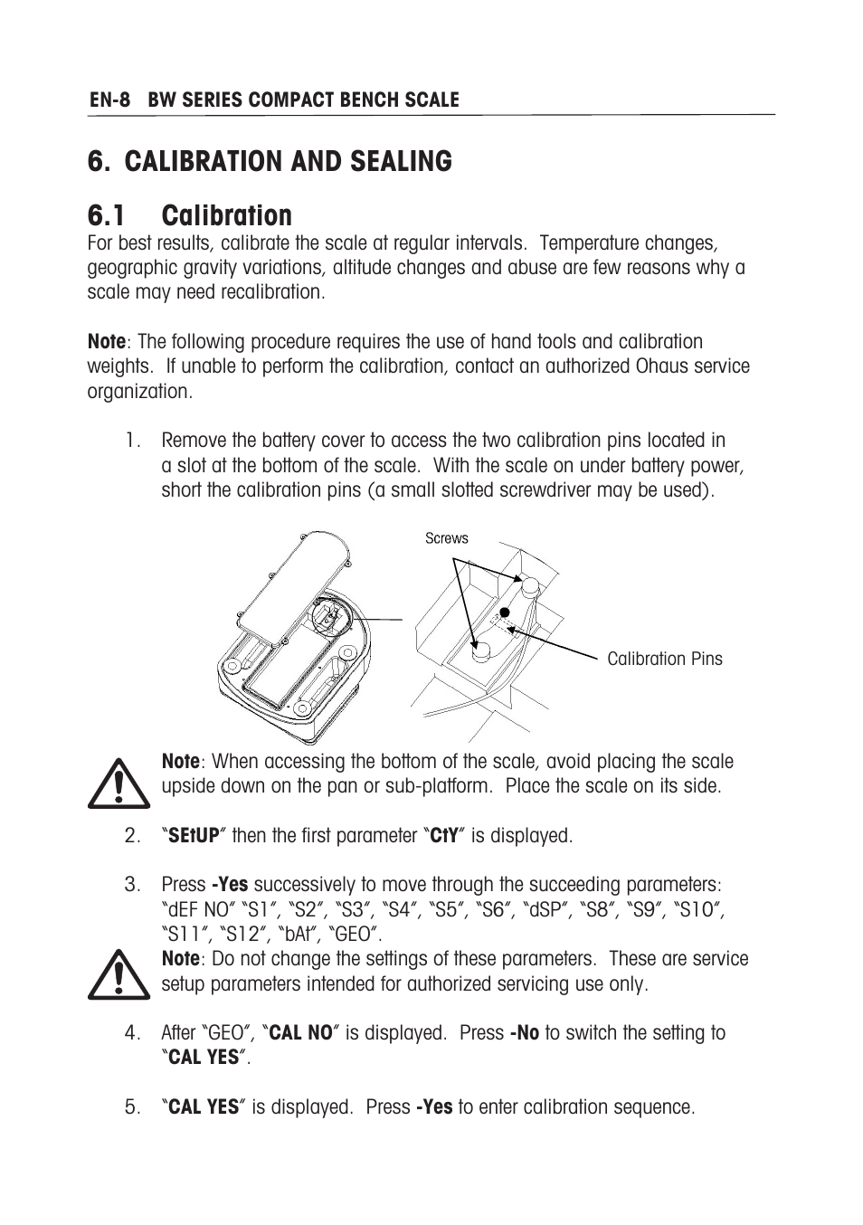 Calibration and sealing 6. calibration | Ohaus BW WASHDOWN SCALES Manual multi User Manual | Page 10 / 52