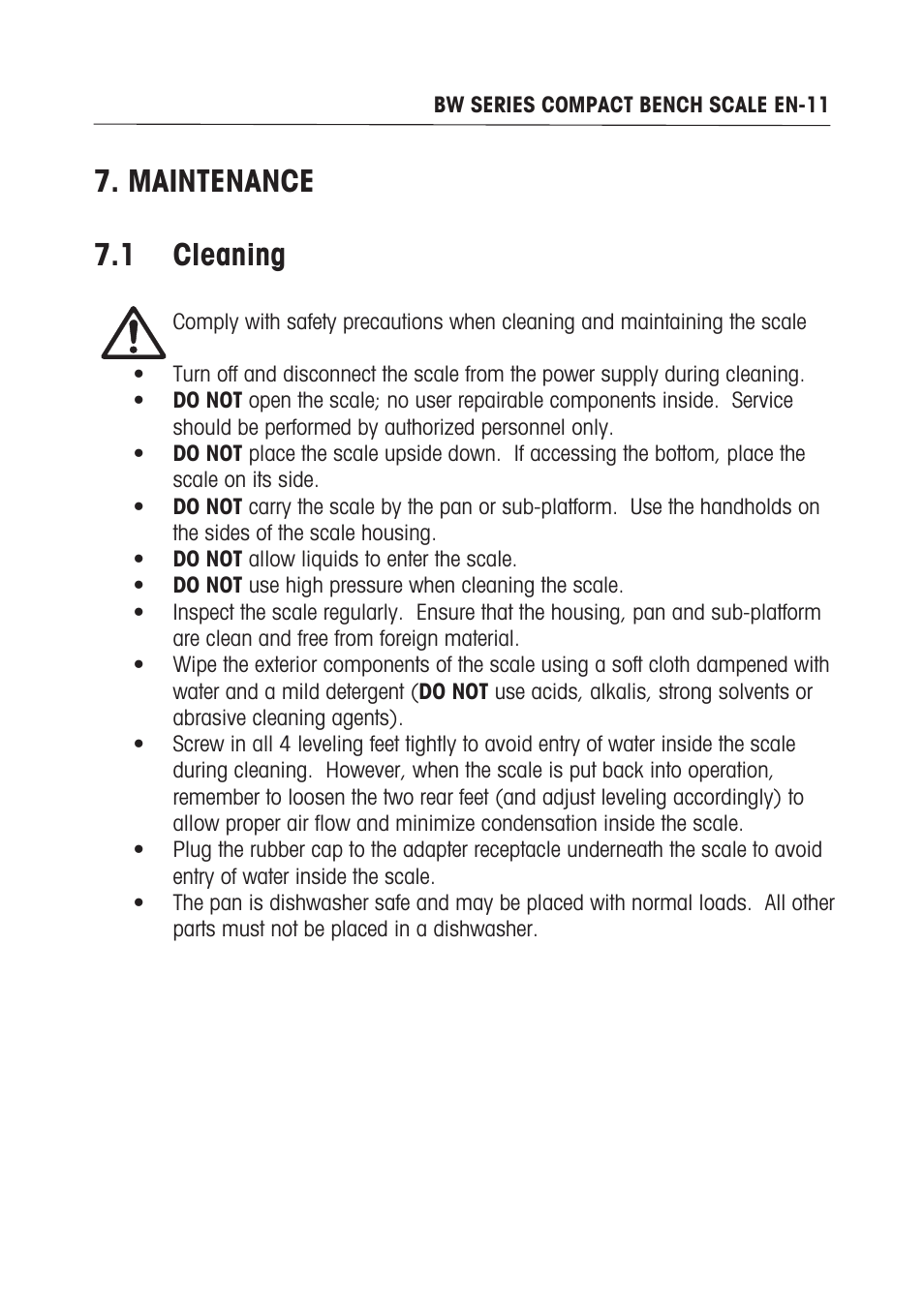Maintenance . cleaning | Ohaus BW WASHDOWN SCALES Manual multi User Manual | Page 13 / 52