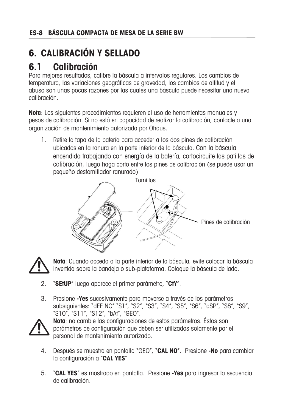Calibración y sellado 6. calibración | Ohaus BW WASHDOWN SCALES Manual multi User Manual | Page 26 / 52