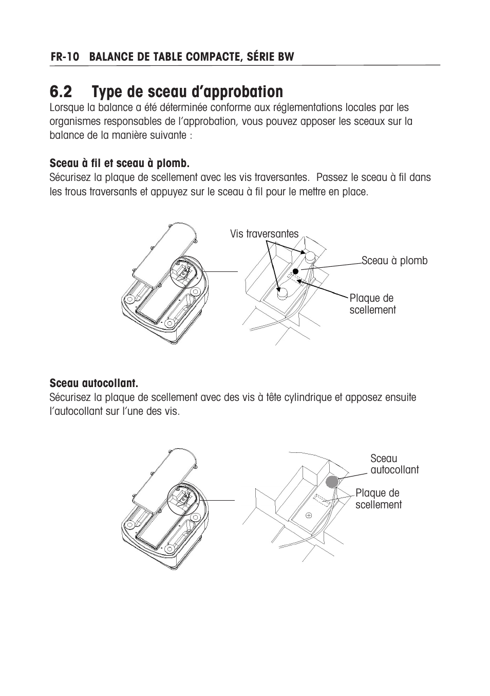  type de sceau d’approbation | Ohaus BW WASHDOWN SCALES Manual multi User Manual | Page 44 / 52