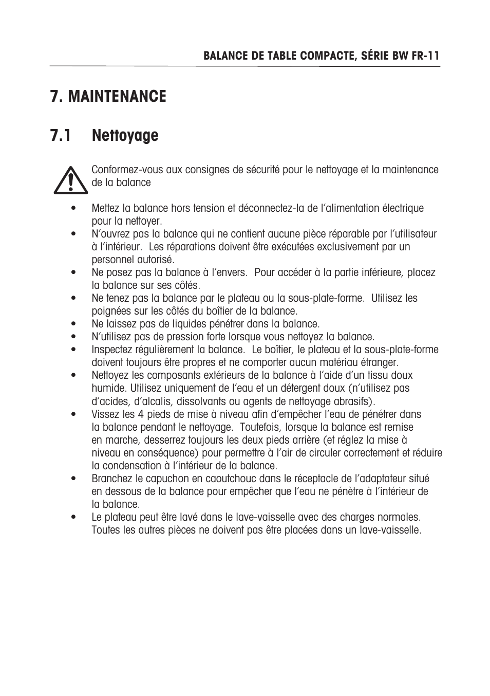 Maintenance . nettoyage | Ohaus BW WASHDOWN SCALES Manual multi User Manual | Page 45 / 52