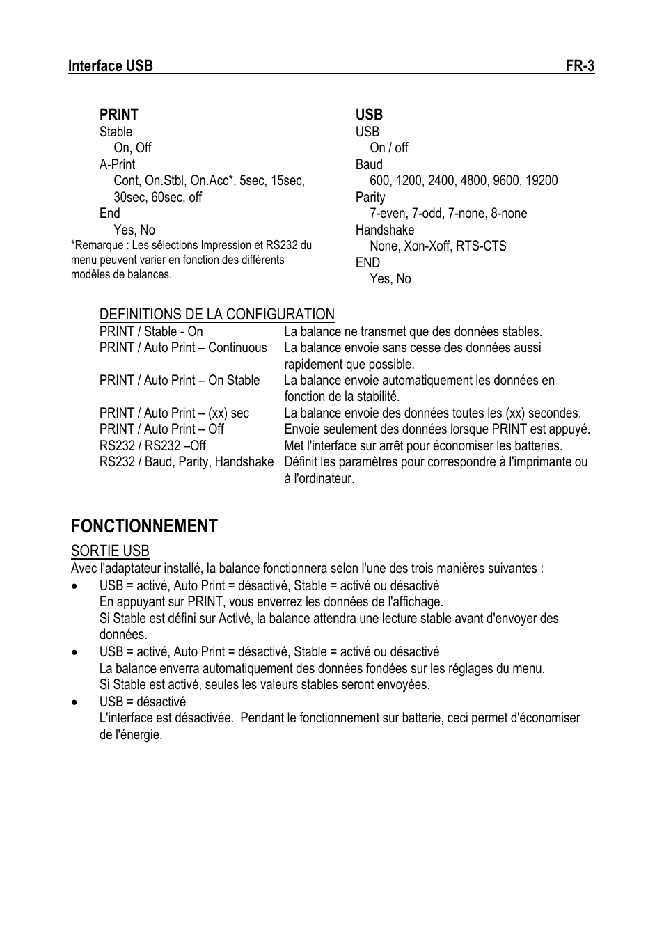 Fonctionnement | Ohaus NAVIGATOR NVT USB Interface Manual multi User Manual | Page 17 / 52