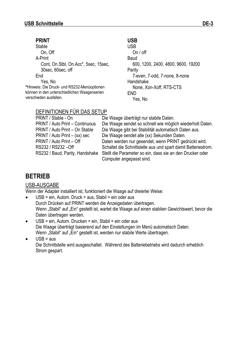 Betrieb | Ohaus NAVIGATOR NVT USB Interface Manual multi User Manual | Page 23 / 52