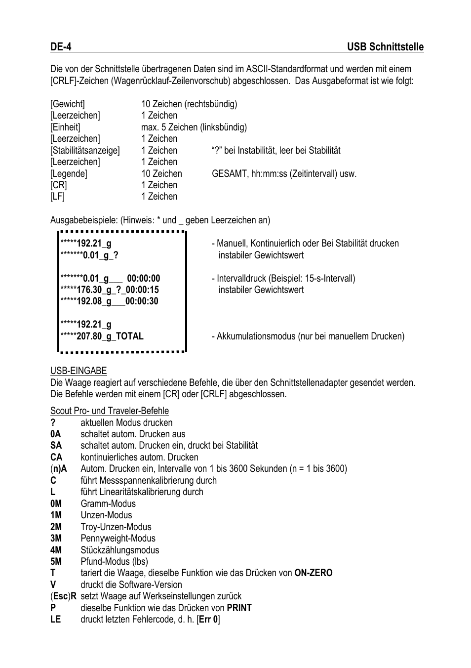 Ohaus NAVIGATOR NVT USB Interface Manual multi User Manual | Page 24 / 52