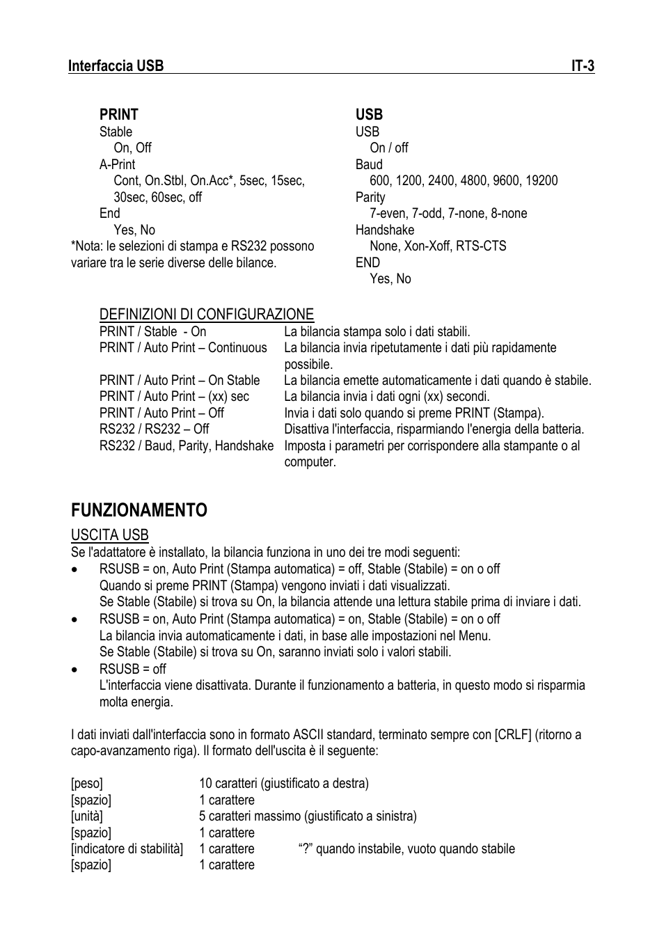 Funzionamento | Ohaus NAVIGATOR NVT USB Interface Manual multi User Manual | Page 29 / 52