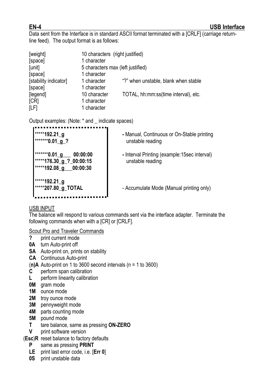Ohaus NAVIGATOR NVT USB Interface Manual multi User Manual | Page 6 / 52