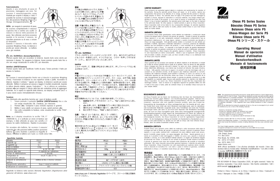 Ohaus PS POCKET JEWELRY SCALES Manual multi User Manual | 2 pages