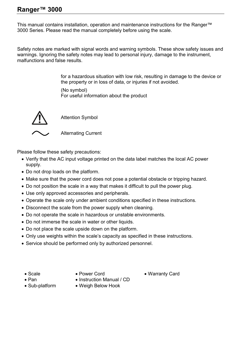 A4_30037453_ranger3000_en_new.pdf, Ranger™ 3000, Series en-1 1. introduction | Installation | Ohaus RANGER 3000 COMPACT SCALES Manual User Manual | Page 3 / 40