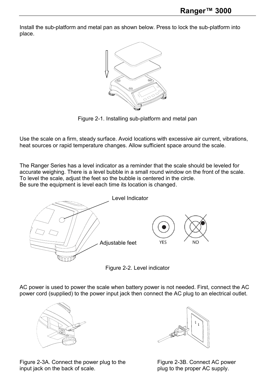 Series, 2 installing components, 3 selecting the location | 4 leveling the equipment, 5 connecting power | Ohaus RANGER 3000 COMPACT SCALES Manual User Manual | Page 4 / 40