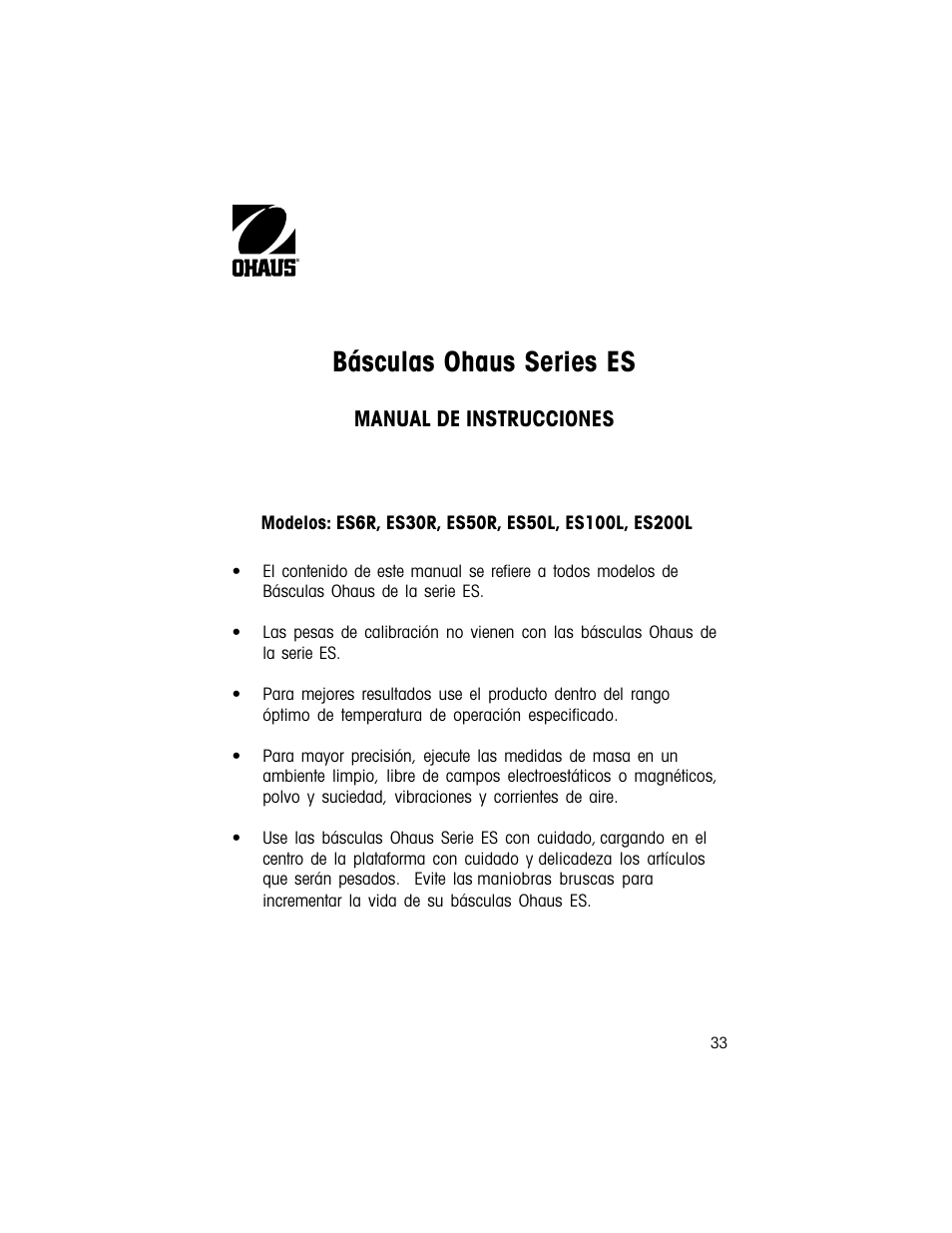 Básculas ohaus series es | Ohaus ES COMPACT BENCH SCALES Manual multi User Manual | Page 33 / 56