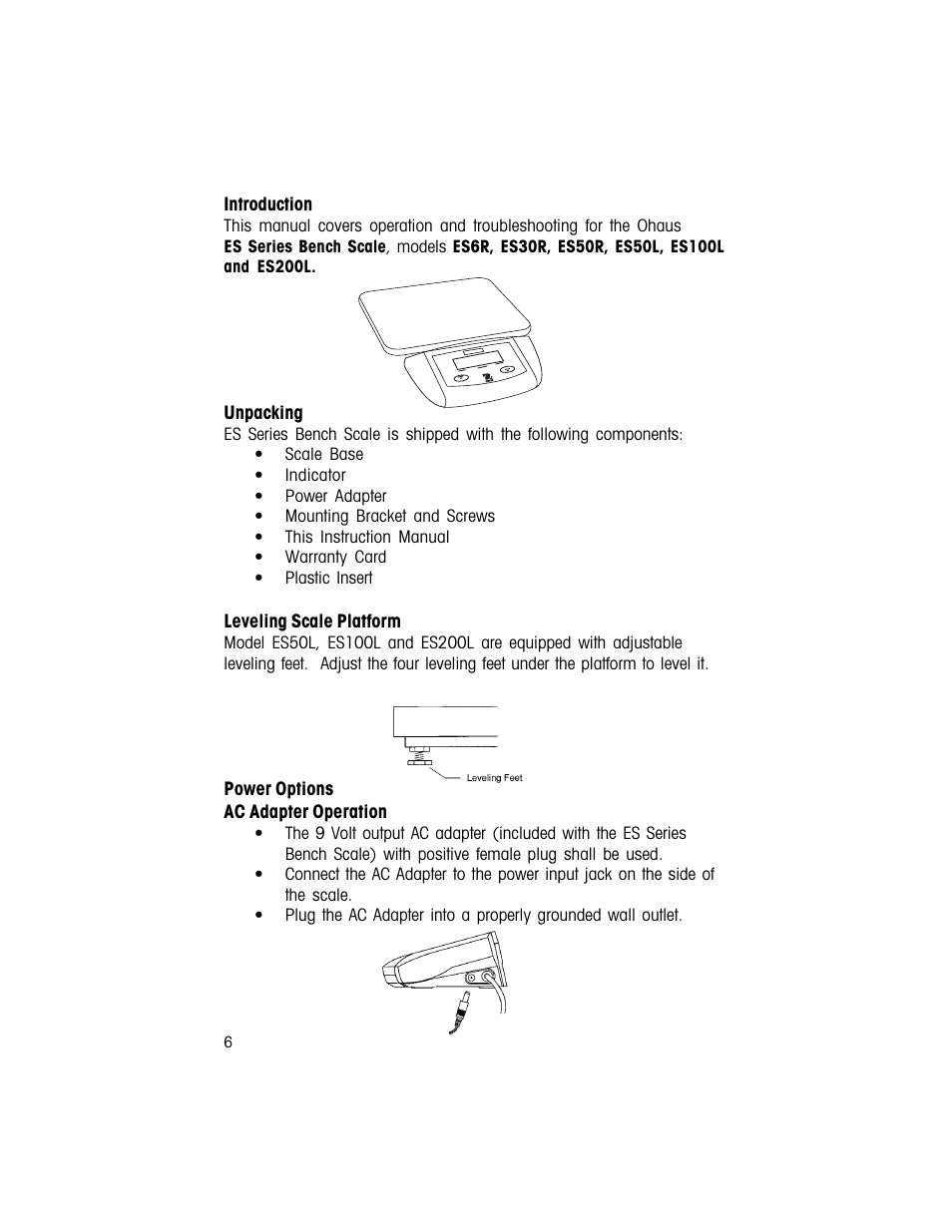 Ohaus ES COMPACT BENCH SCALES Manual multi User Manual | Page 6 / 56