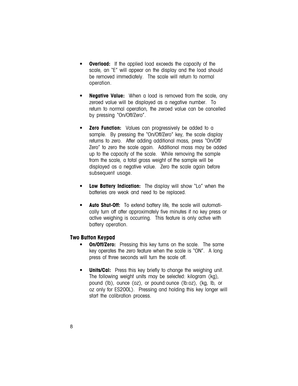 Ohaus ES COMPACT BENCH SCALES Manual multi User Manual | Page 8 / 56