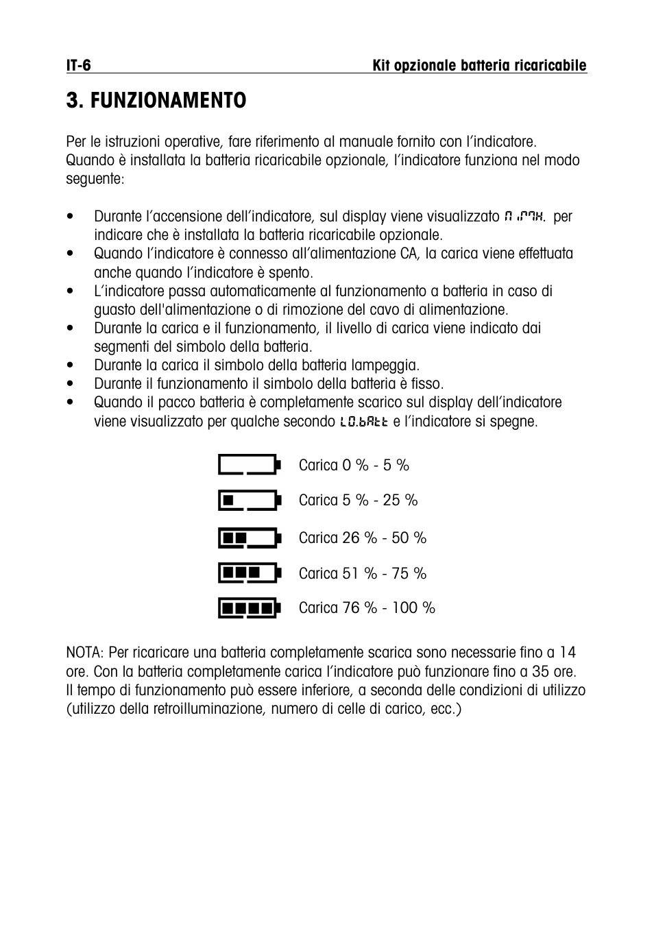 Funzionamento | Ohaus DEFENDER 5000 BENCH SCALES Rechargeable Battery Option Manual multi User Manual | Page 40 / 44