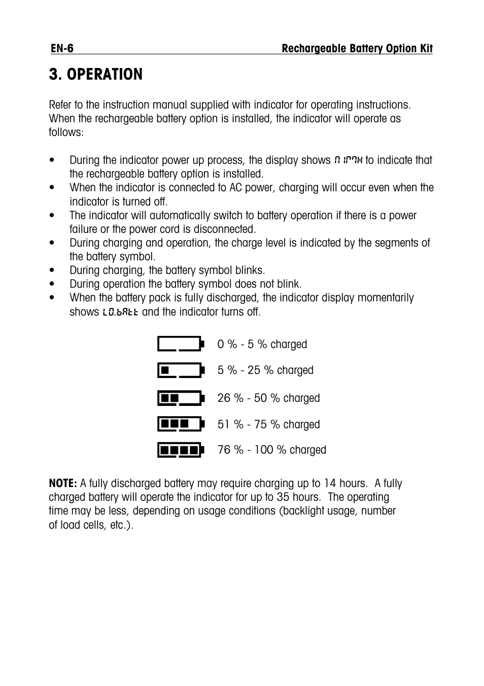 Operation | Ohaus DEFENDER 5000 BENCH SCALES Rechargeable Battery Option Manual multi User Manual | Page 8 / 44