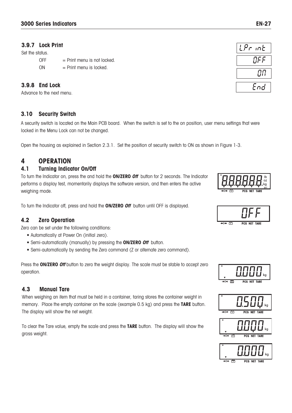 Operation | Ohaus VX SERIES FLOOR SCALES Indicator T32XW Manual en User Manual | Page 29 / 48