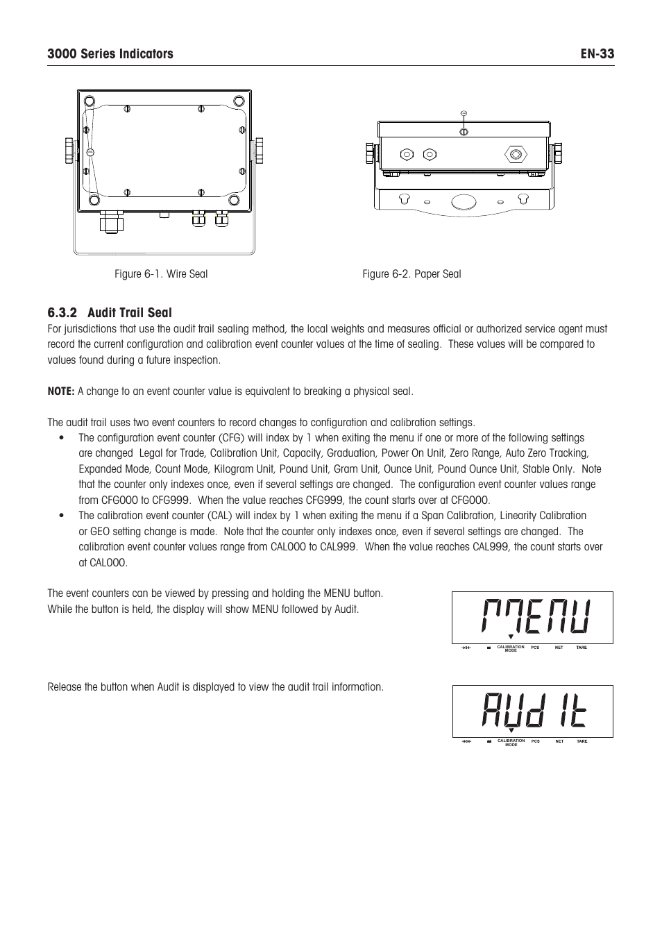 2 audit trail seal | Ohaus VX SERIES FLOOR SCALES Indicator T32XW Manual en User Manual | Page 35 / 48