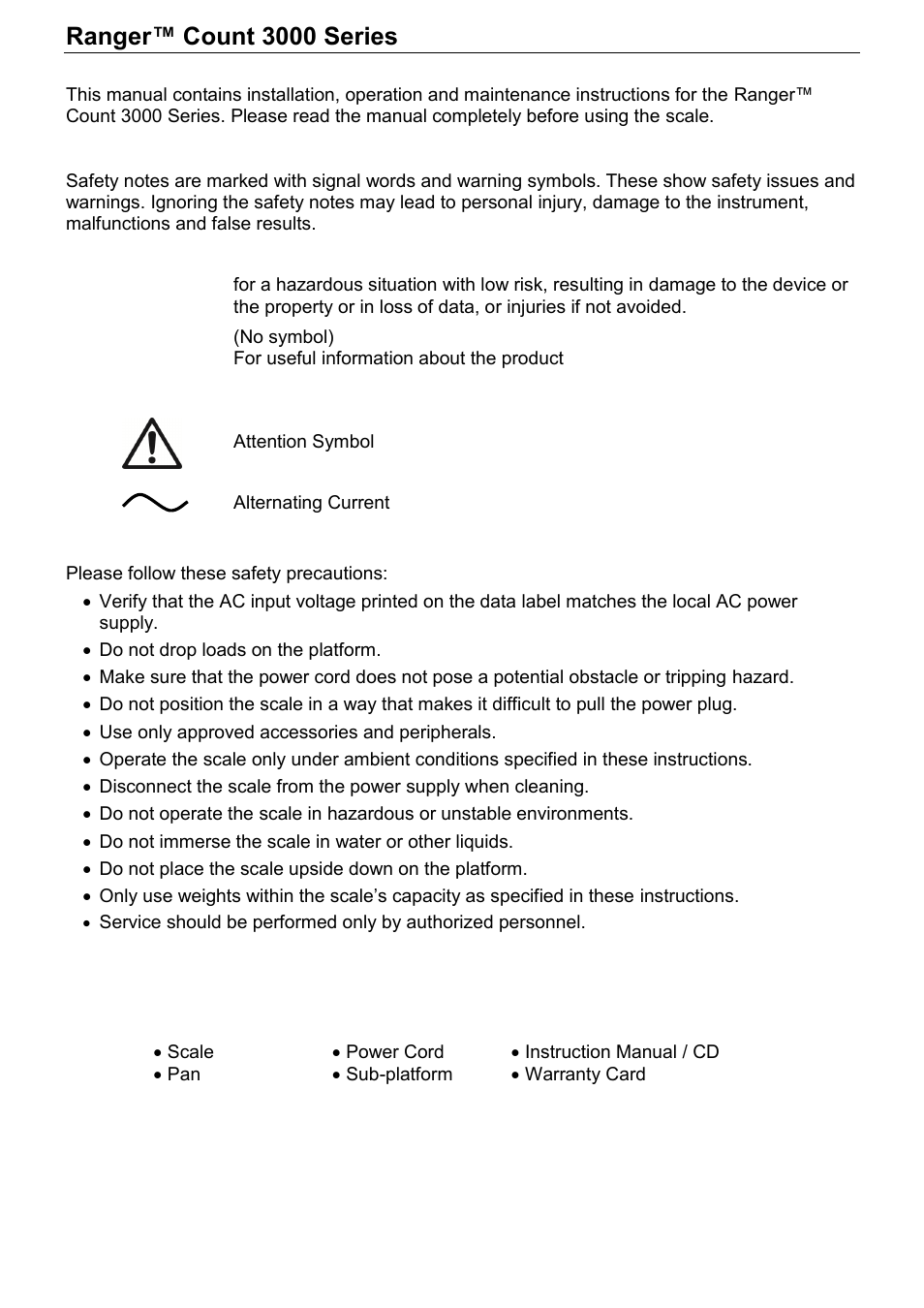 A4 37454_ranger_count_3000_body_new.pdf, Installation | Ohaus RANGER COUNT 3000 COMPACT COUNTING SCALES Manual User Manual | Page 3 / 40