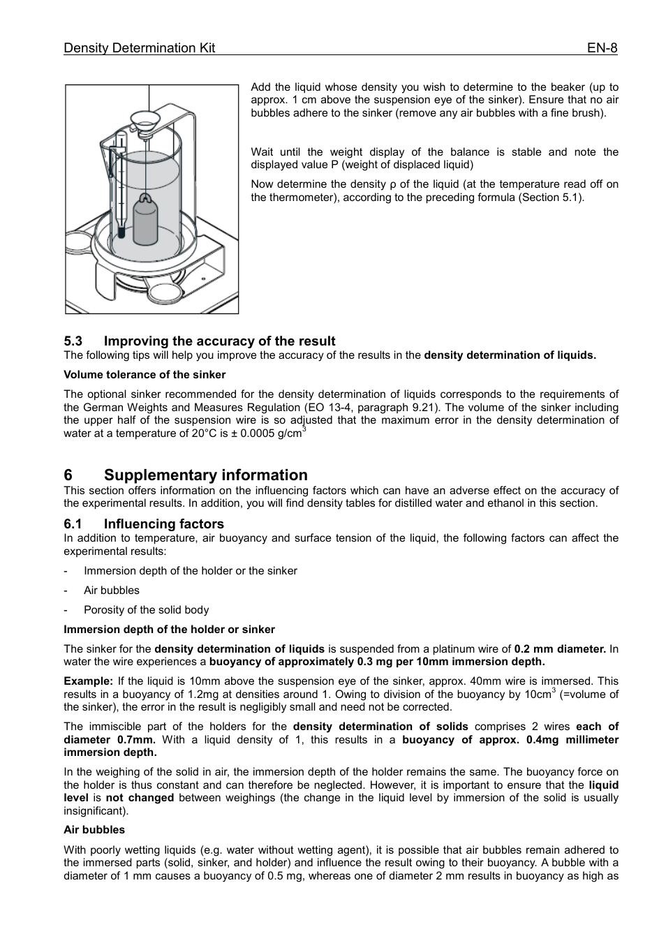 6supplementary information | Ohaus Density Determination Kit Manual User Manual | Page 11 / 24