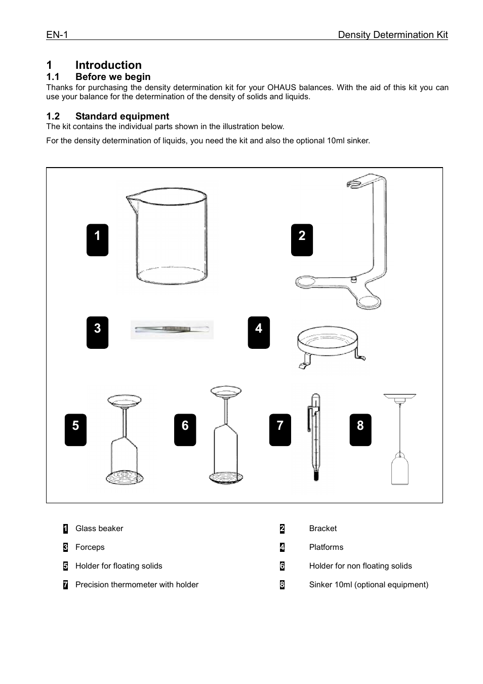 1introduction | Ohaus Density Determination Kit Manual User Manual | Page 4 / 24