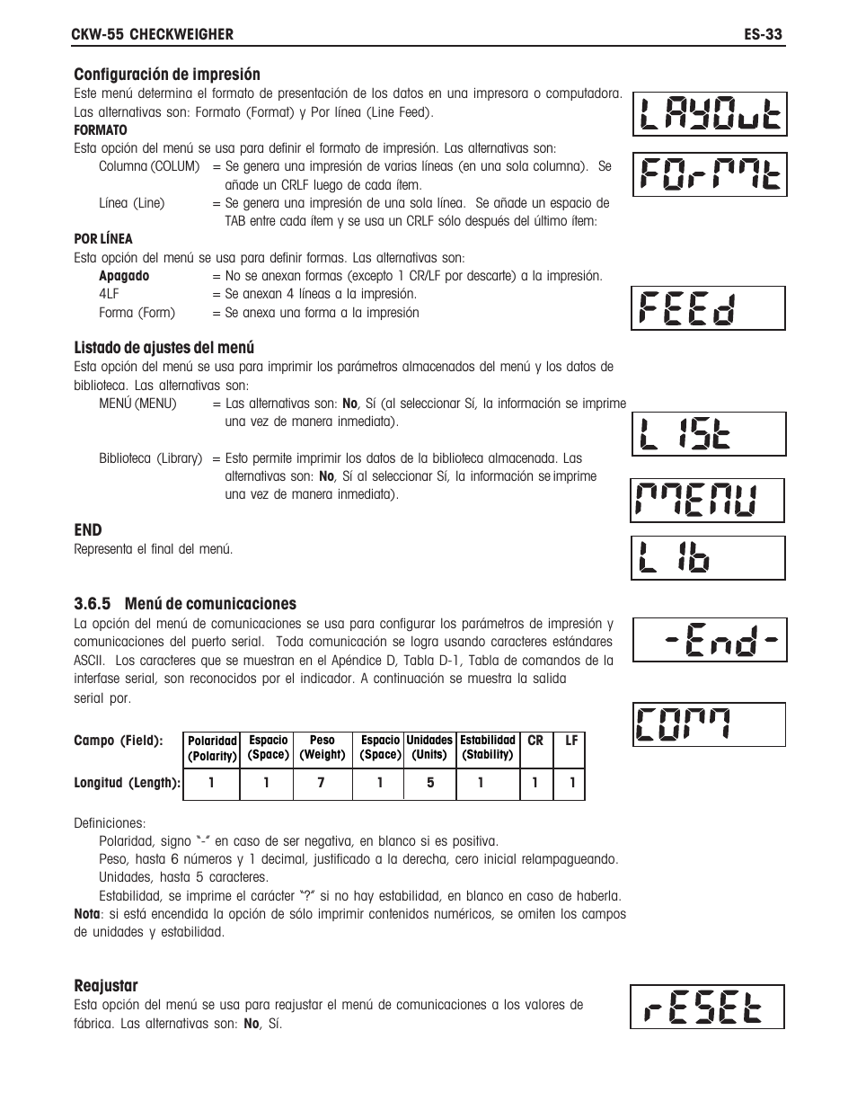 Ohaus CKW WASHDOWN CHECKWEIGHING SCALES_INDICATOR Manual es User Manual | Page 37 / 68
