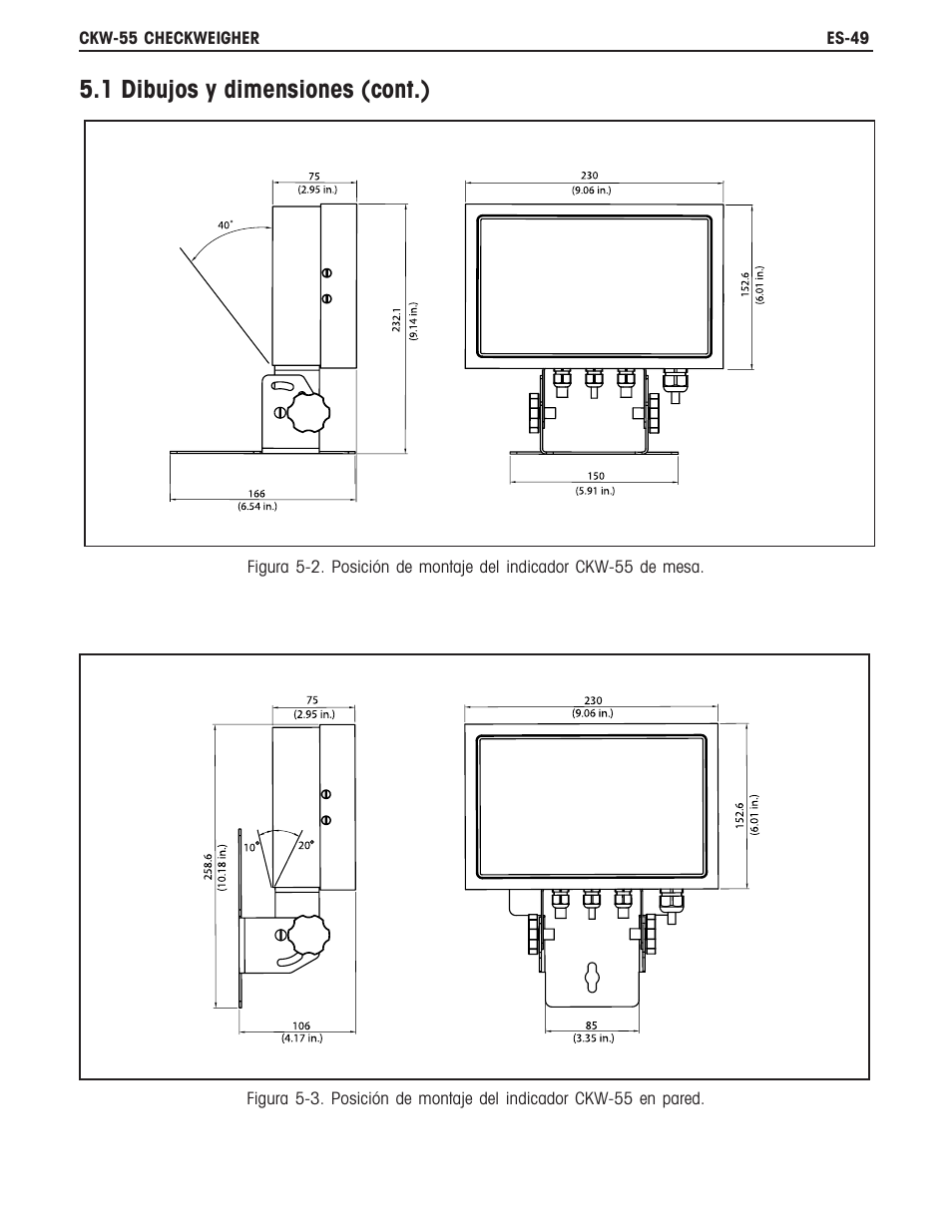 1 dibujos y dimensiones (cont.) | Ohaus CKW WASHDOWN CHECKWEIGHING SCALES_INDICATOR Manual es User Manual | Page 53 / 68