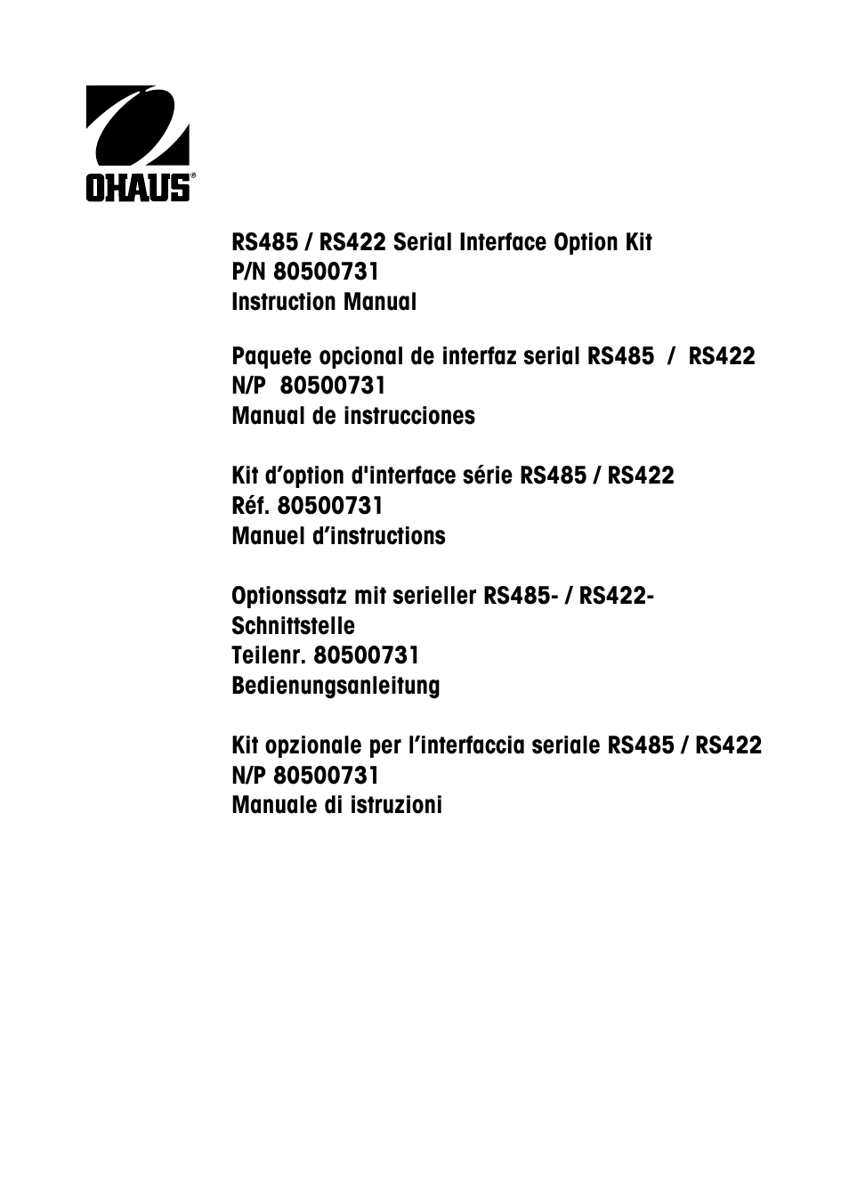 Ohaus RS422 Interface Option Kit Manual multi User Manual | 56 pages