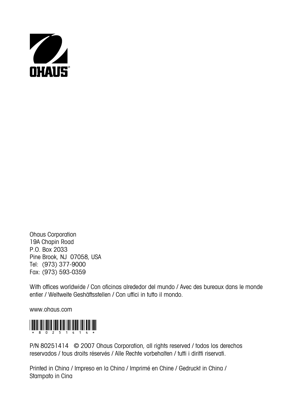 Ohaus RS422 Interface Option Kit Manual multi User Manual | Page 56 / 56