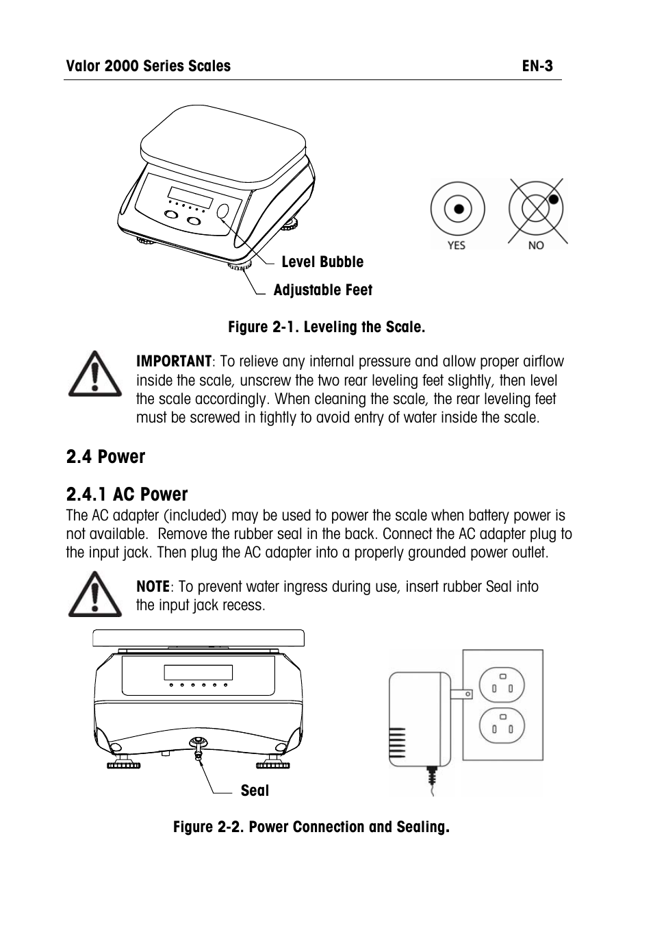 4 power, 1 ac power | Ohaus Valor 2000 COMPACT FOOD SCALES Manual multi User Manual | Page 5 / 84