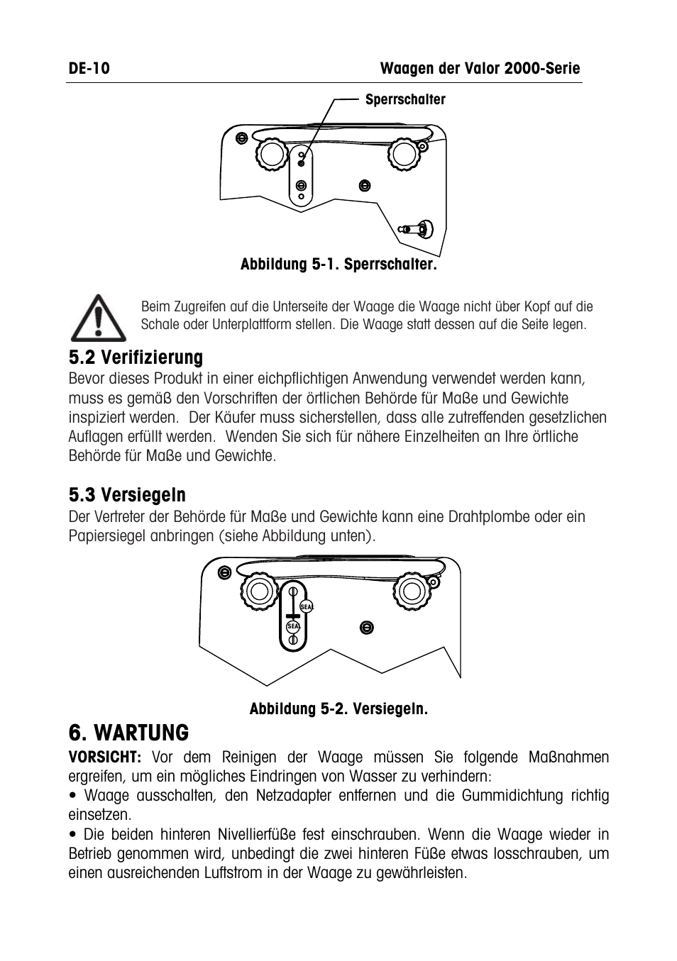 Wartung, 2 verifizierung, 3 versiegeln | Ohaus Valor 2000 COMPACT FOOD SCALES Manual multi User Manual | Page 60 / 84