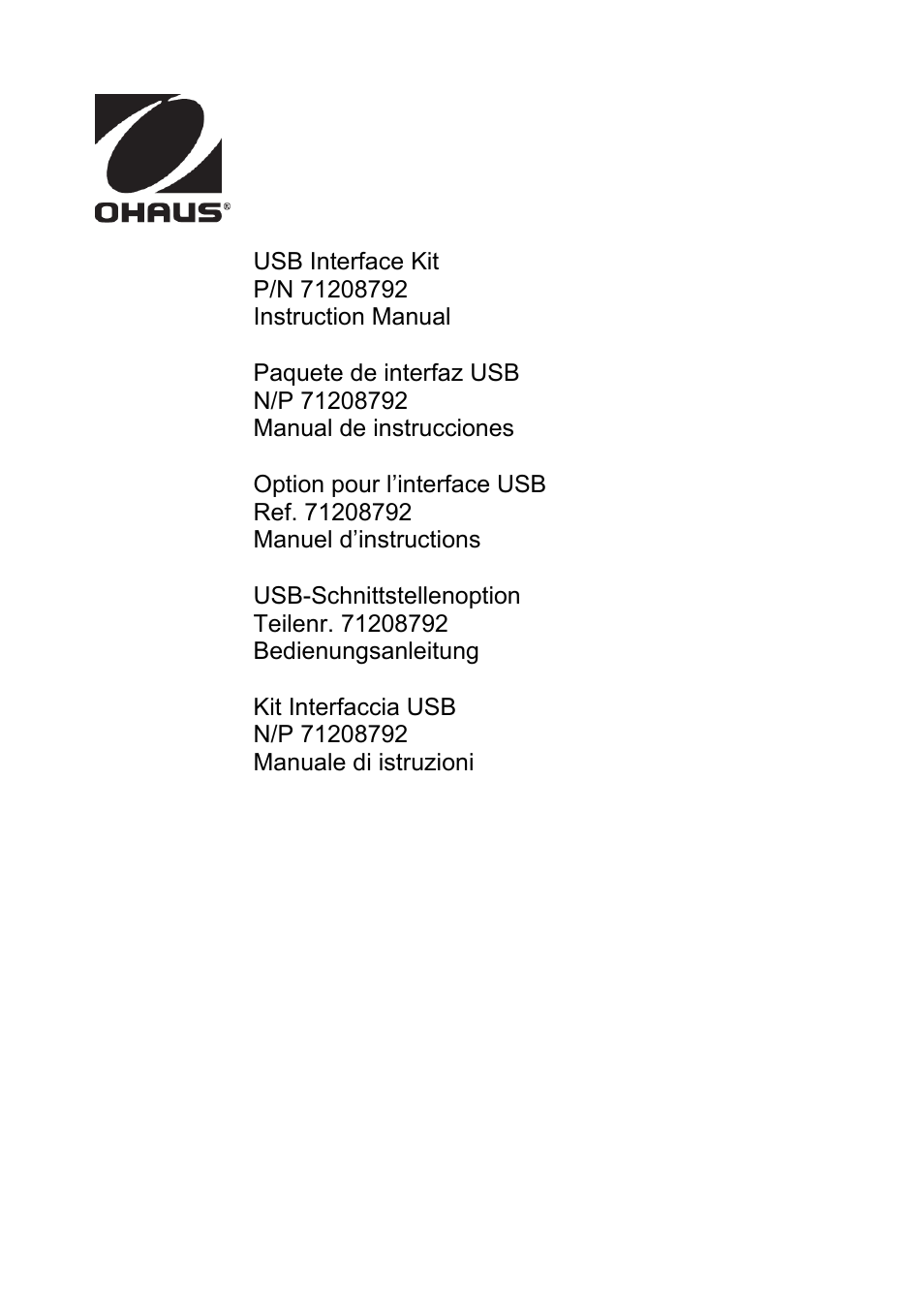 Ohaus CARAT PLUS PRECISION JEWELRY BALANCES USB Interface Kit Manual multi User Manual | 44 pages