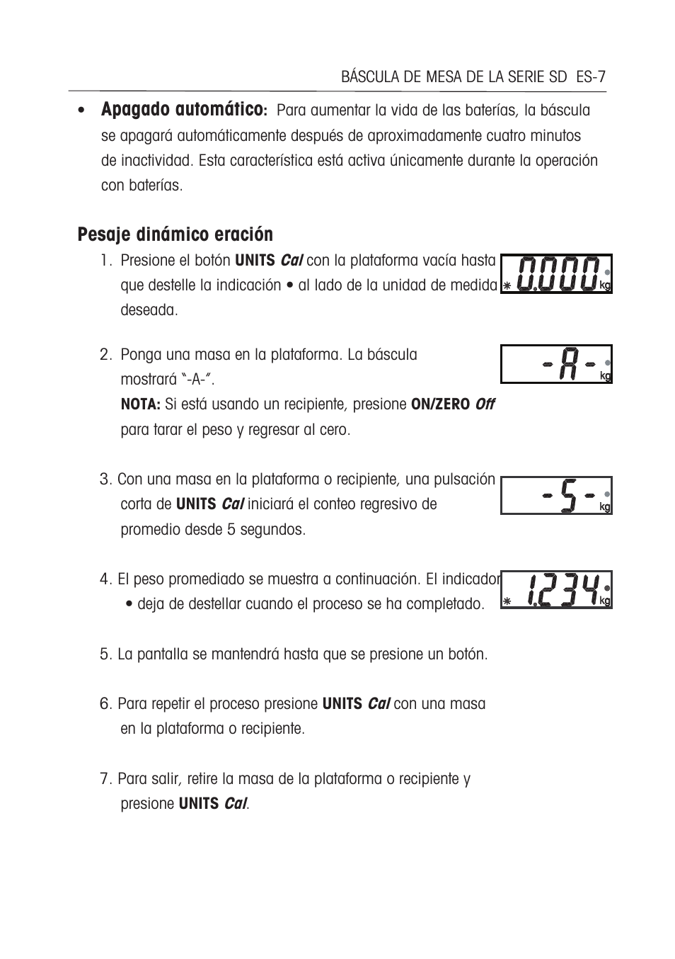 Apagado automático, Pesaje dinámico eración | Ohaus SD COMPACT BENCH SCALES Manual multi User Manual | Page 26 / 72