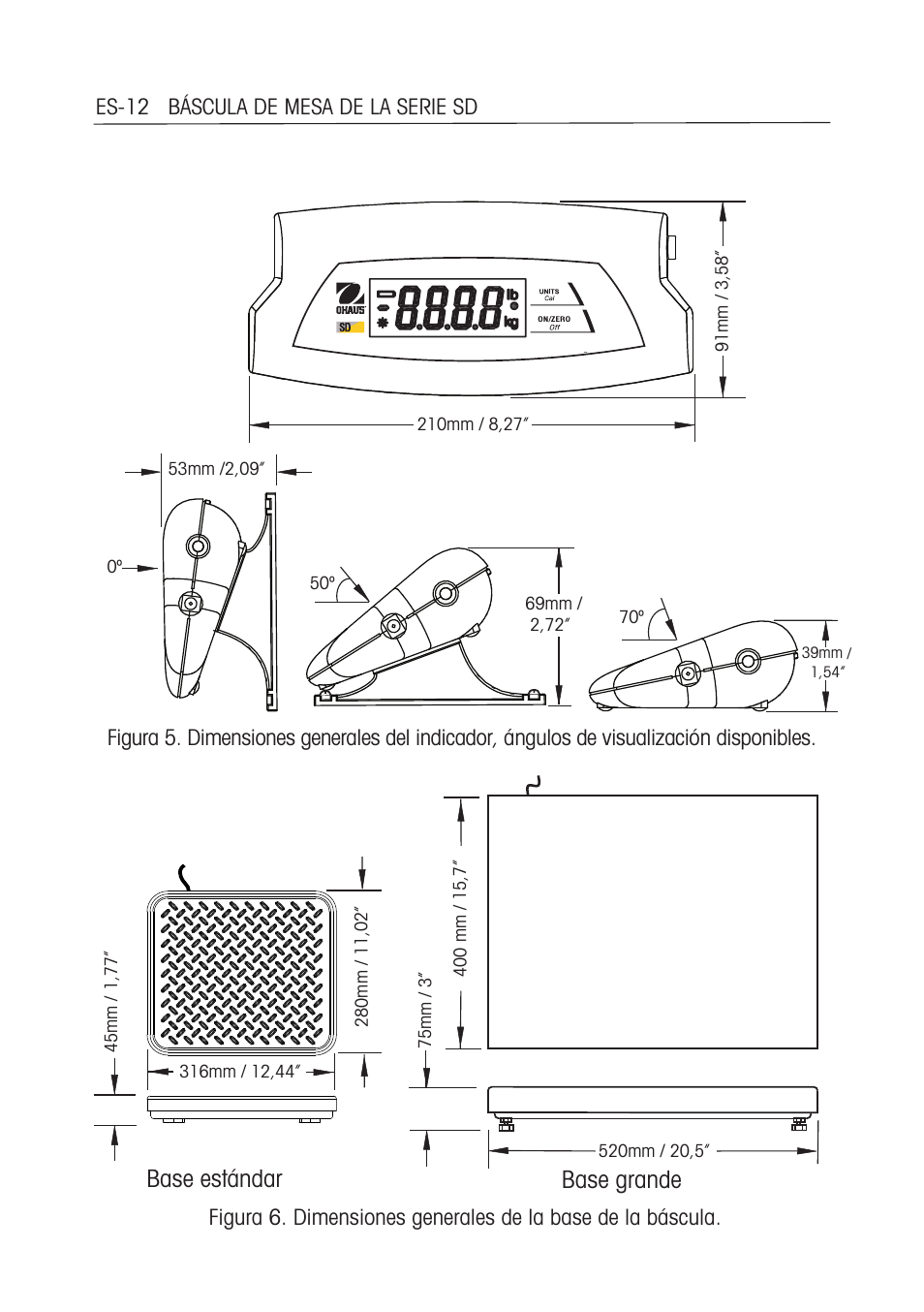 Base grande base estándar | Ohaus SD COMPACT BENCH SCALES Manual multi User Manual | Page 31 / 72