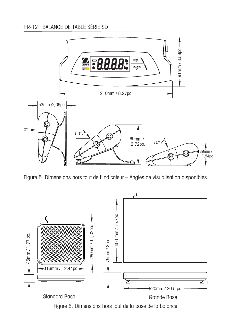 Standard base grande base | Ohaus SD COMPACT BENCH SCALES Manual multi User Manual | Page 44 / 72