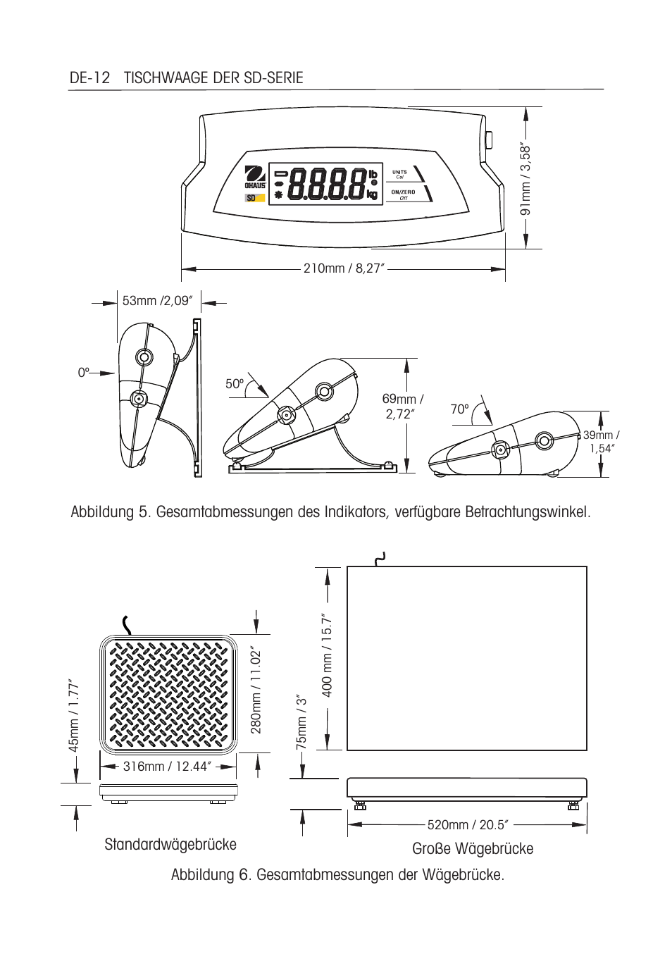 Standardwägebrücke große wägebrücke | Ohaus SD COMPACT BENCH SCALES Manual multi User Manual | Page 57 / 72