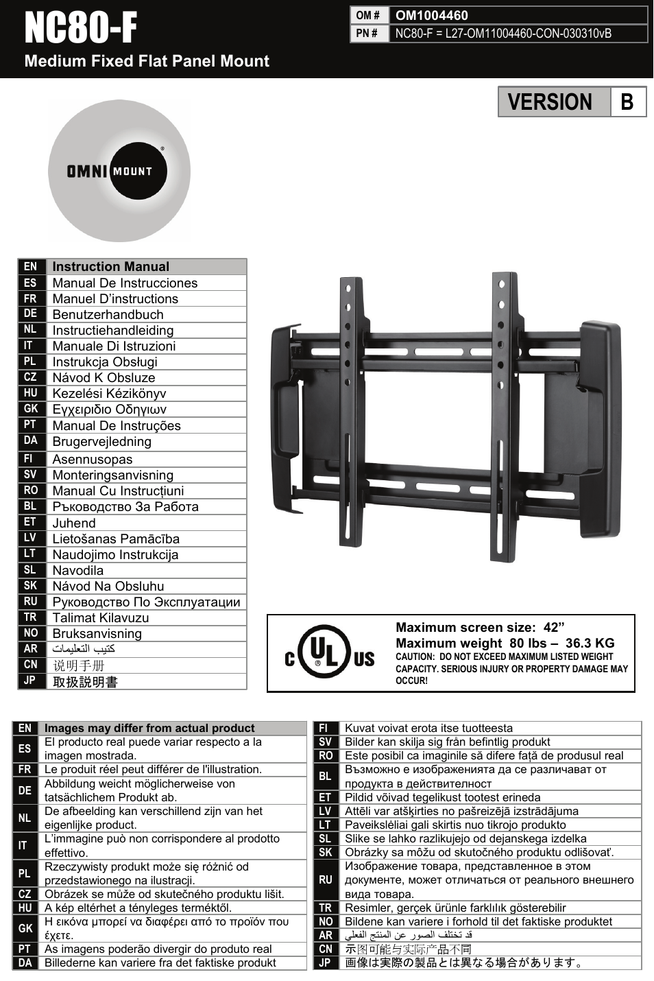 Omnimount NC80-F Manual ru User Manual | 28 pages