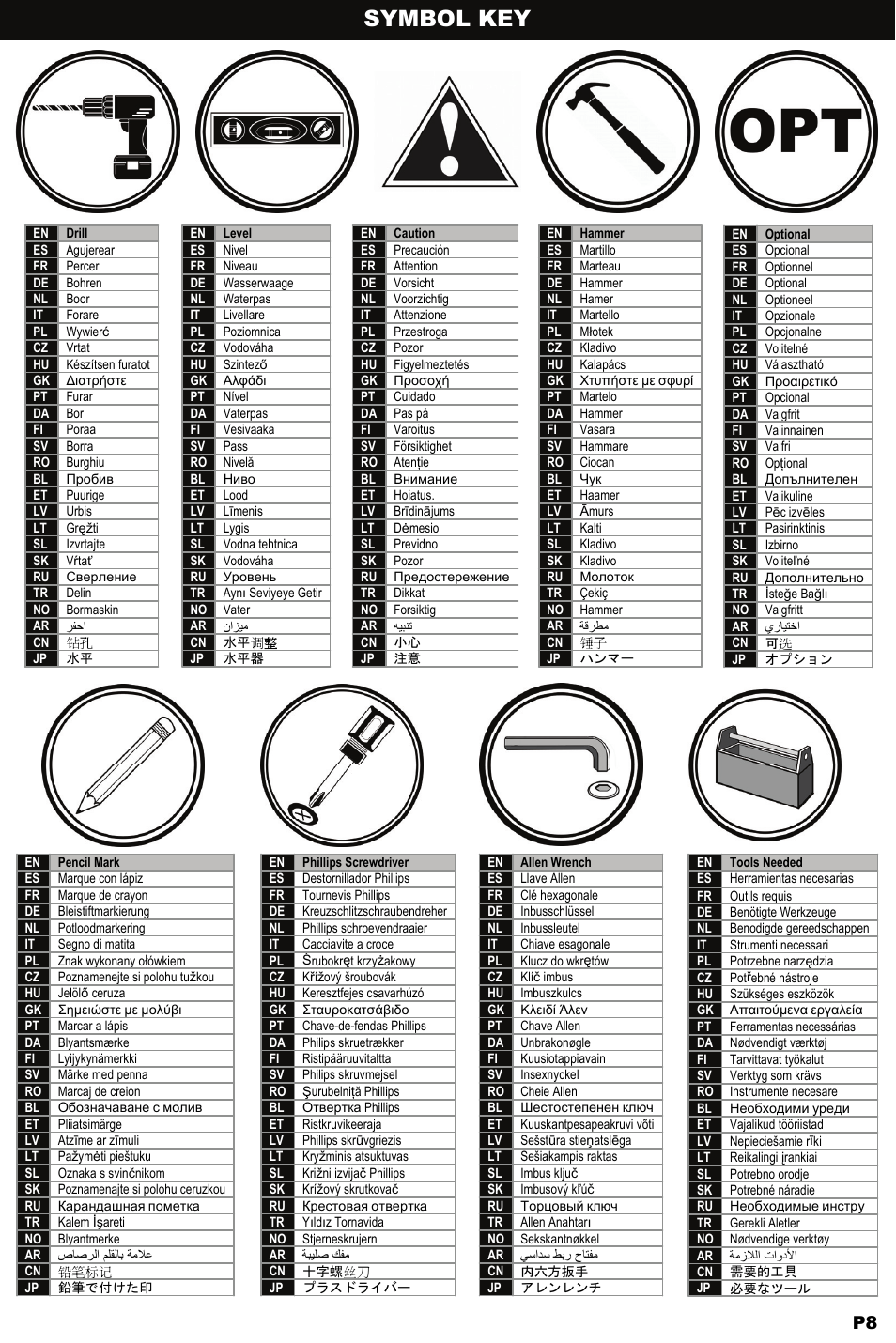 Symbol key | Omnimount NC80-F Manual ru User Manual | Page 8 / 28